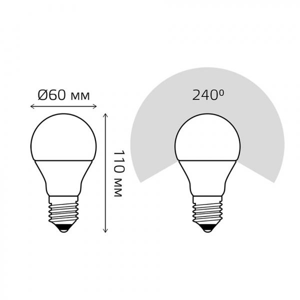 Лампа светодиодная Gauss Elementary 10 Вт E27 груша A60 3000К теплый белый свет 180-240 В матовая